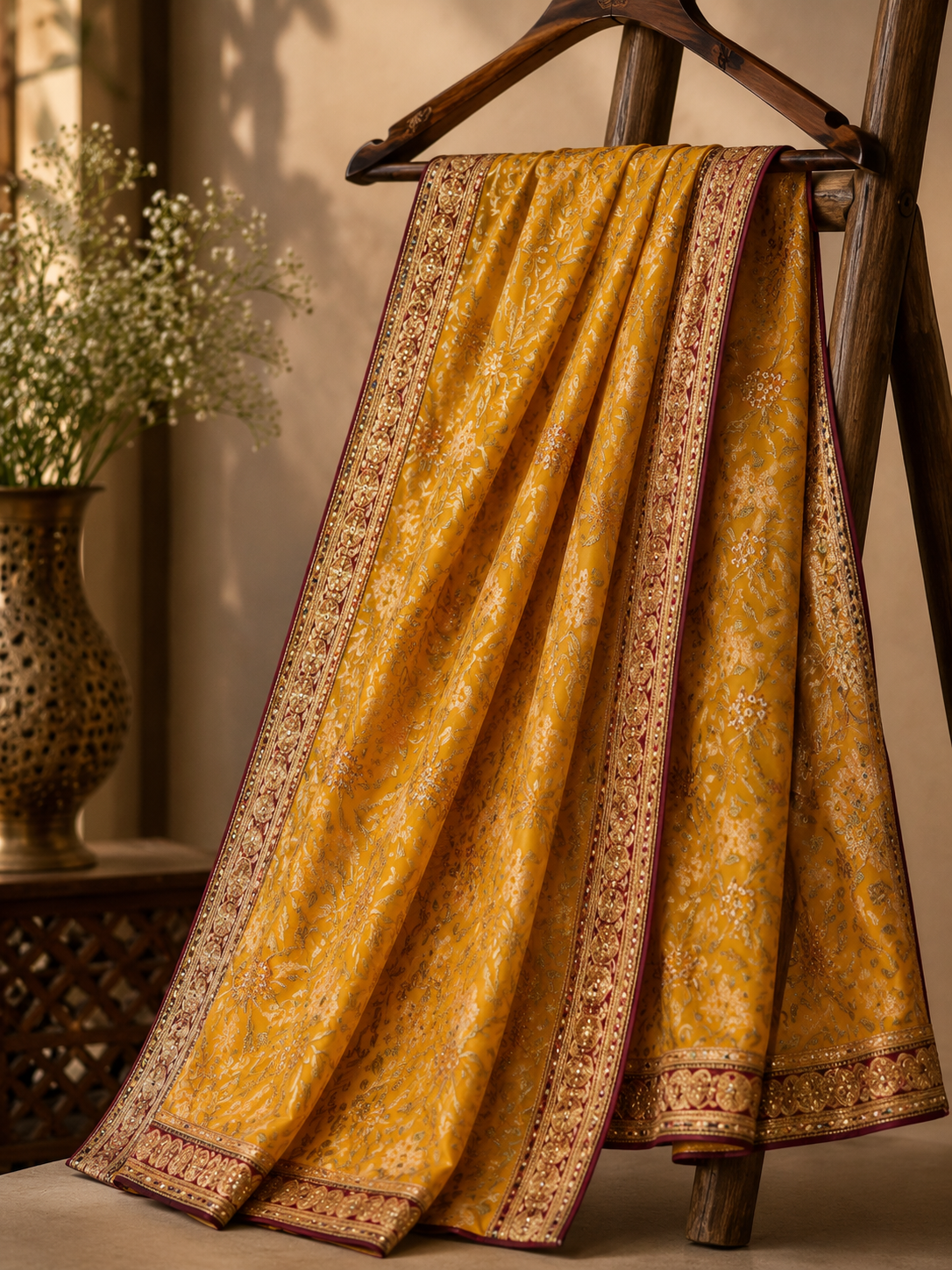 Luxurious Satin Silk Saree with Intricate Zari