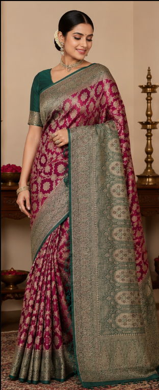 Linen Silk Saree with Rich Woven Border
