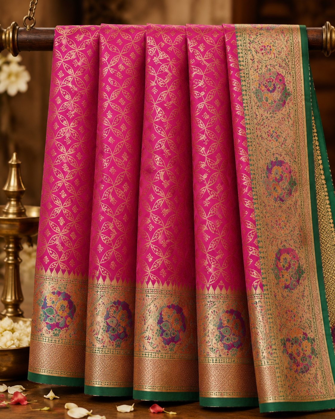 Banarasi Silk Saree with Heavy Gold Zari