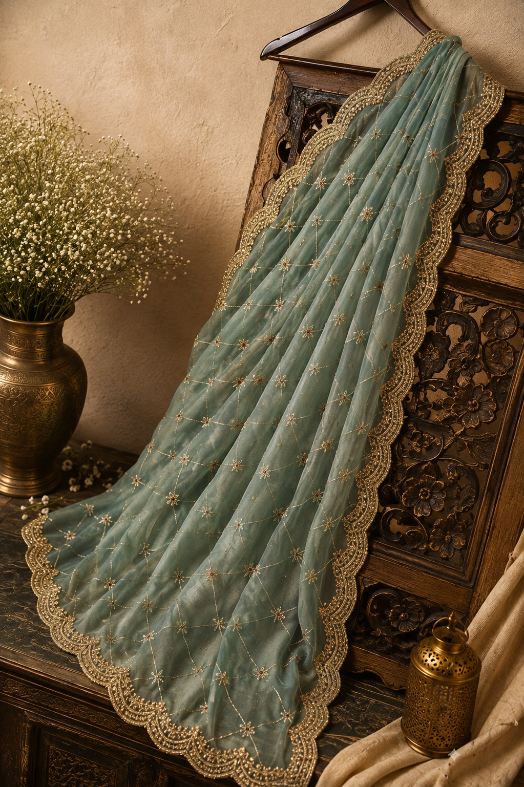 Tissue Silk Saree with Checkered Zari