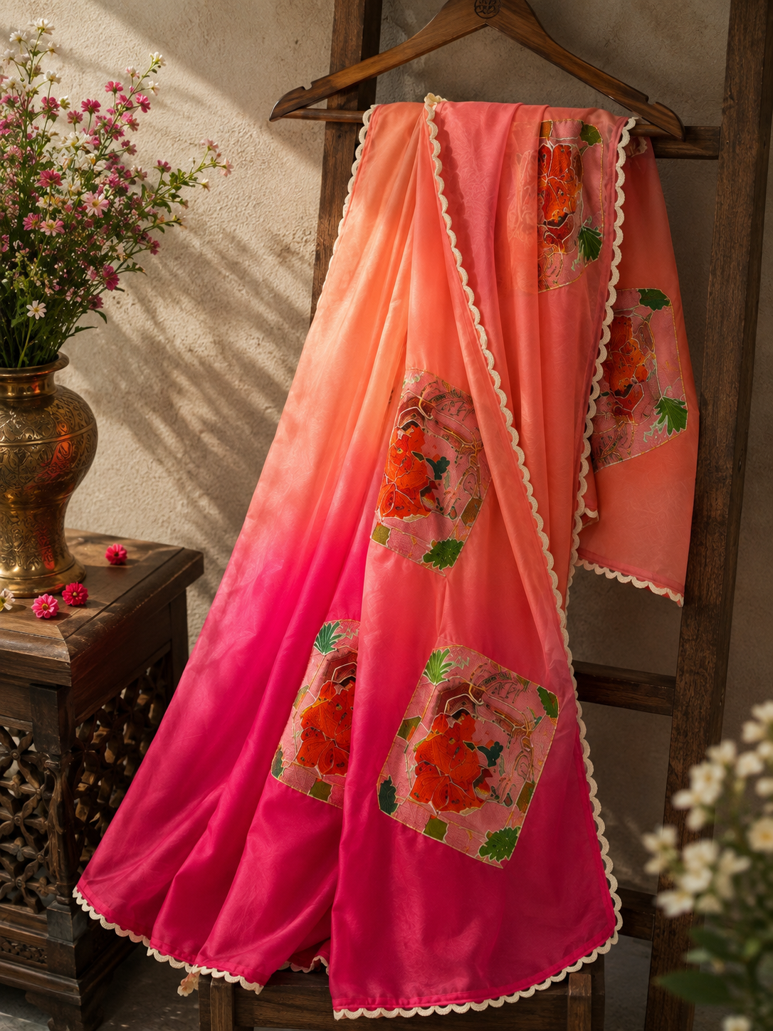 Soft Chinon Silk Digital Print Saree