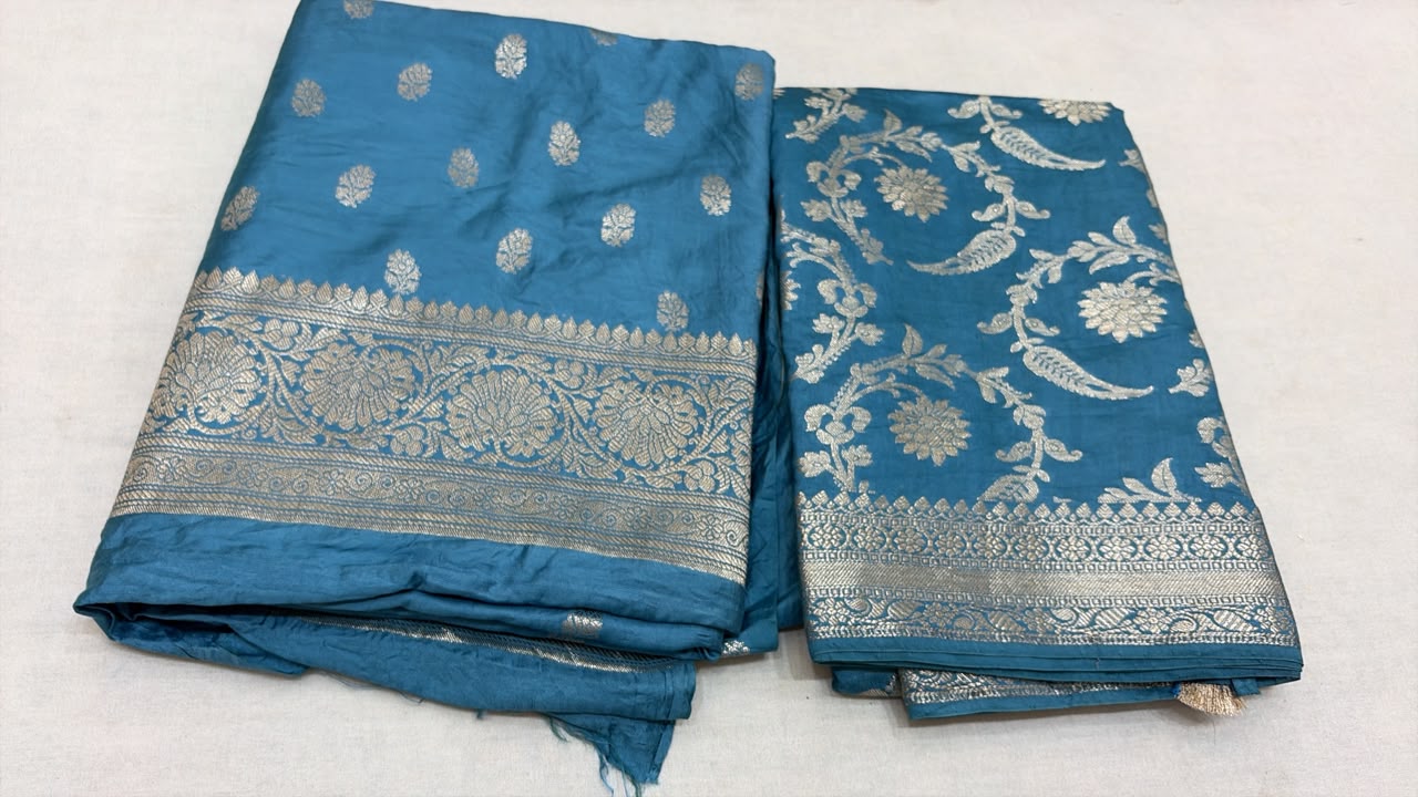 Exquisite Banarasi Zari Woven Unstitched Moonga Silk 3-Piece Suit Set with Heavy Dupatta