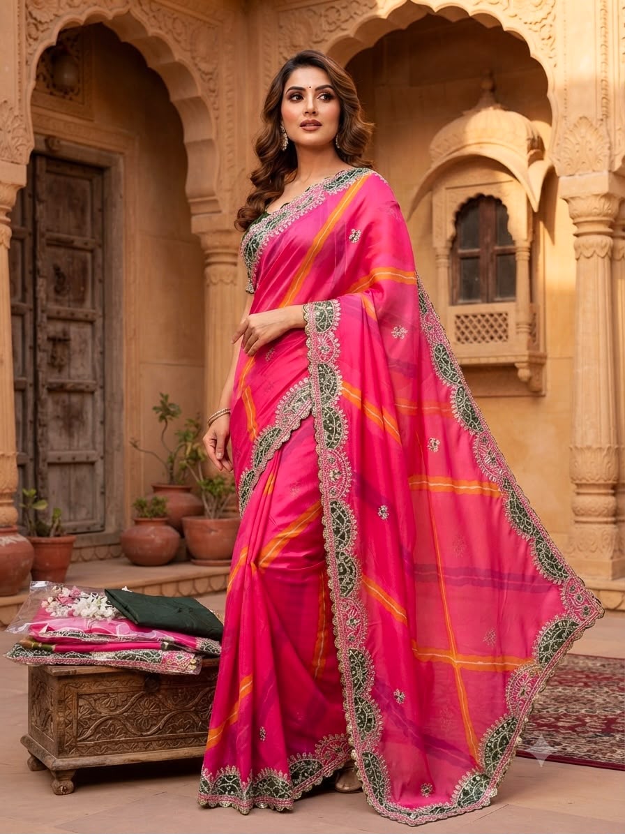 Multicolor Soft Chiffon Leheriya Saree