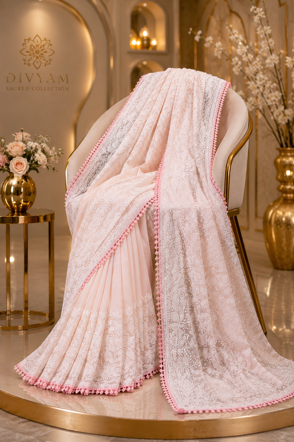 Premium Pure Organza Tissue Chikankari Saree
