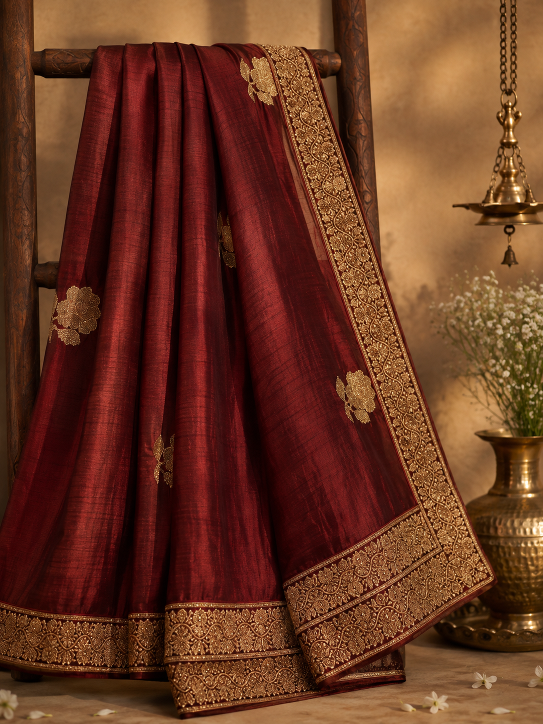 Luxurious Fendi Satin Silk Saree