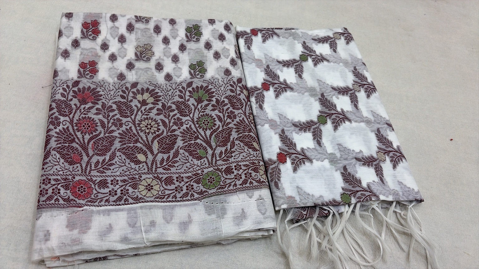 Heritage Banarasi Floral Woven Unstitched Cotton Silk 3-Piece Suit Set with Matching Dupatta