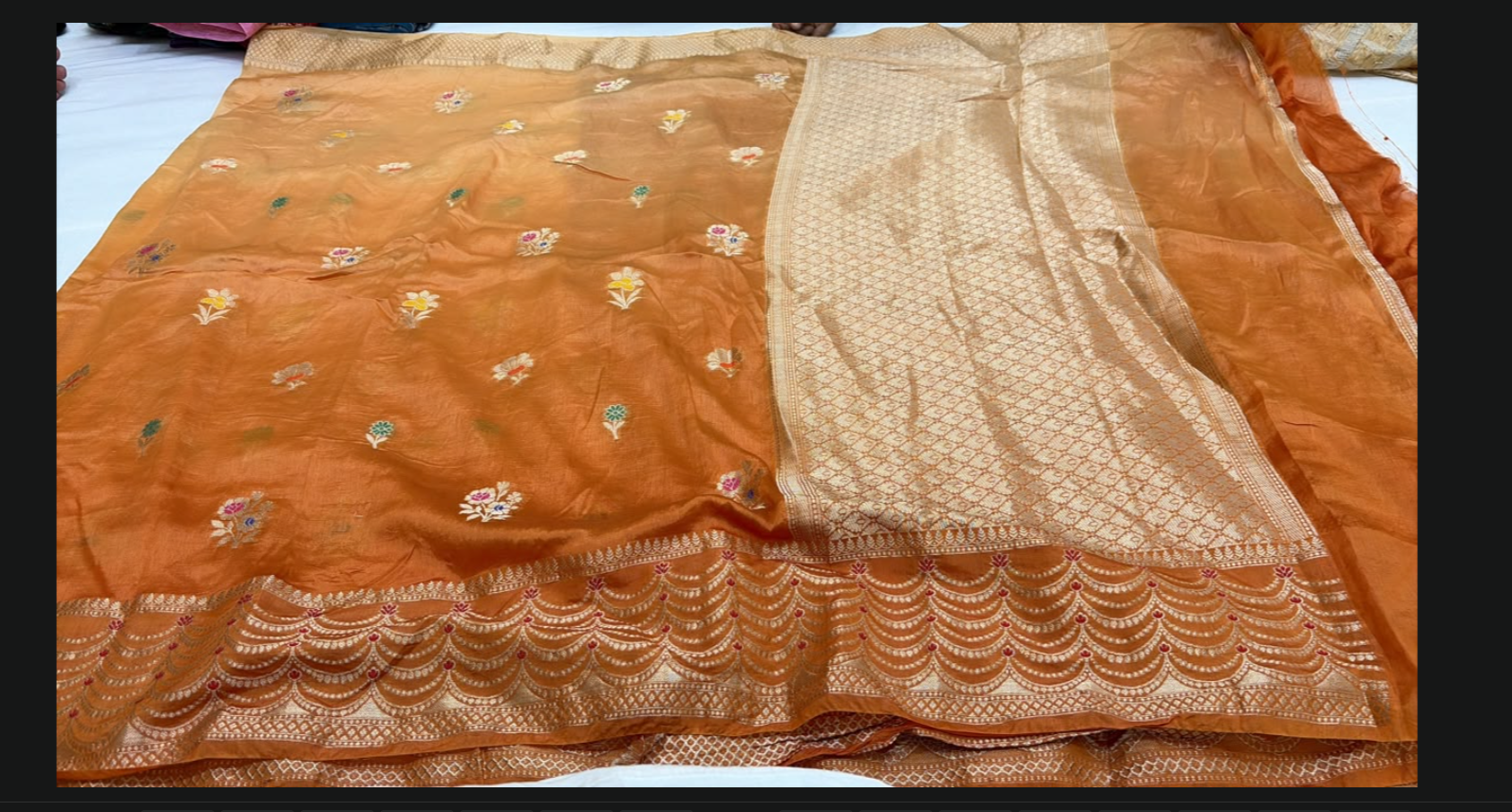 Mustard Yellow Moonga Muslin Silk Saree with Zari Weaving & Resham Bootis