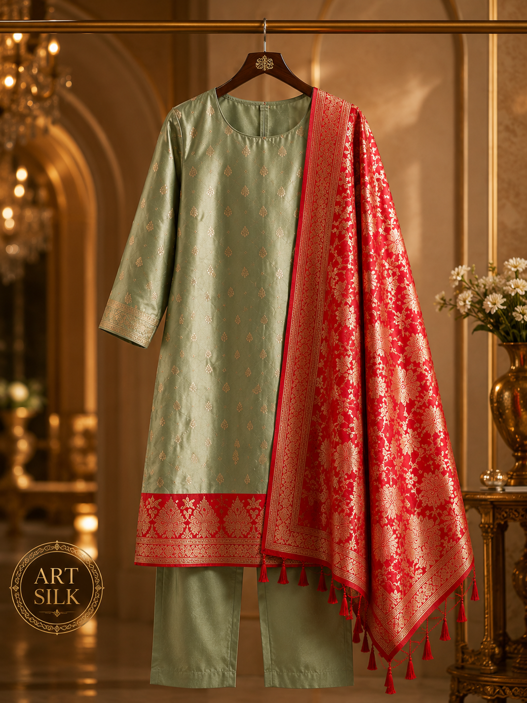 Art Silk Unstitched Salwar Suit Set