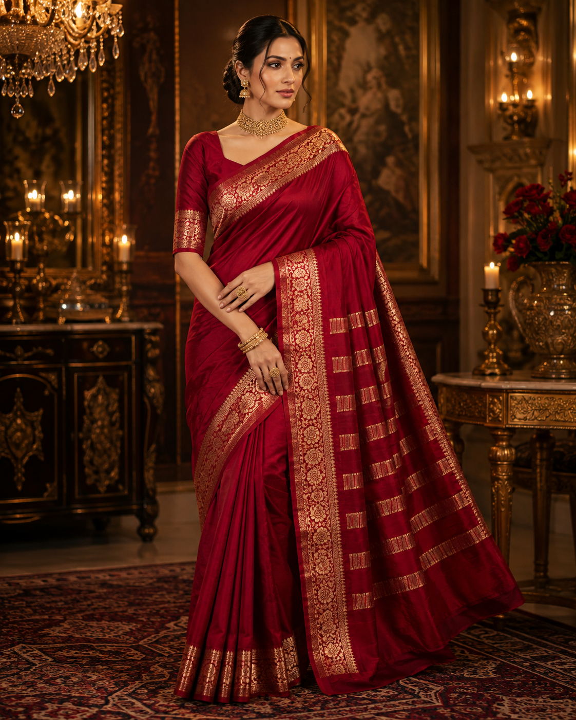 Soft Chinon Silk Saree with Rich Jacquard Border