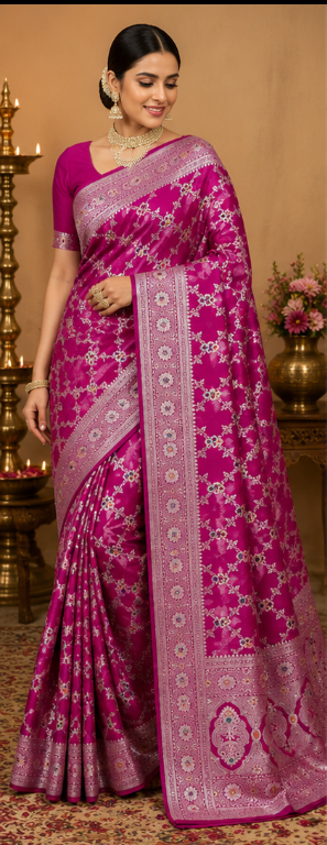 Pure Silk Handloom Banarasi Saree with Rich Zari Weaving