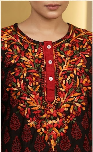 Lucknow Chikankari Hand Embroidered Crape Short Kurti
