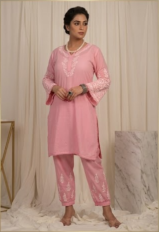 Lucknow Chikankari Hand Embroidered Muslin Afghani