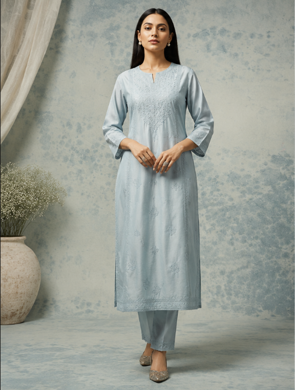 Kurti Hand Embroidered Chanderi Kurti