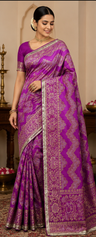 Dupion Silk Saree with Antique Zari Weaving