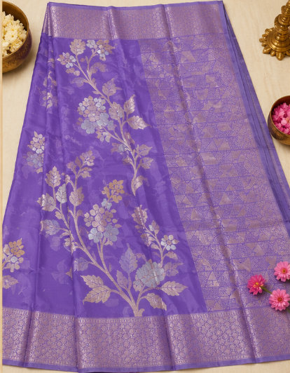 Royal Zari Bloom Georgette Silk Saree