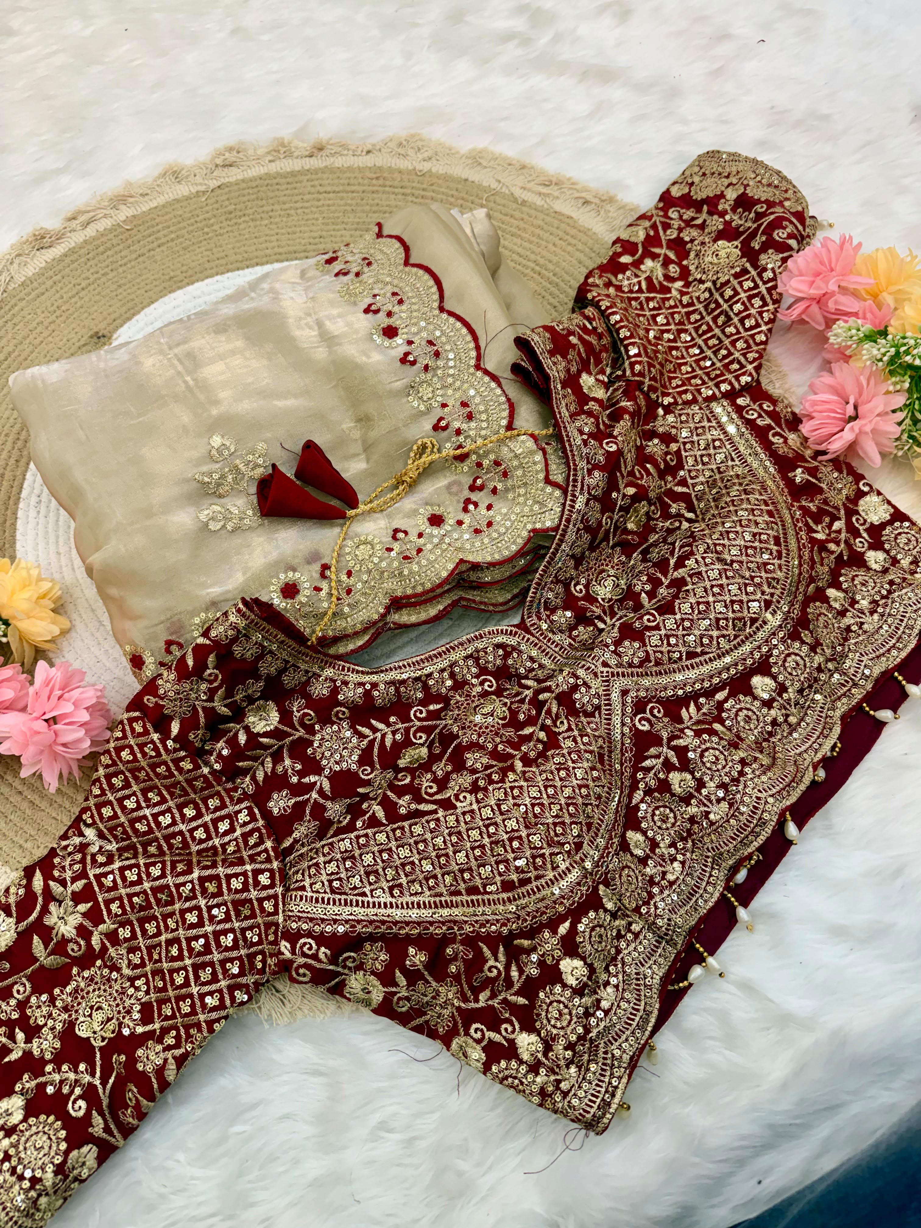 Soft Space Silk Saree with Heavy Embroidery