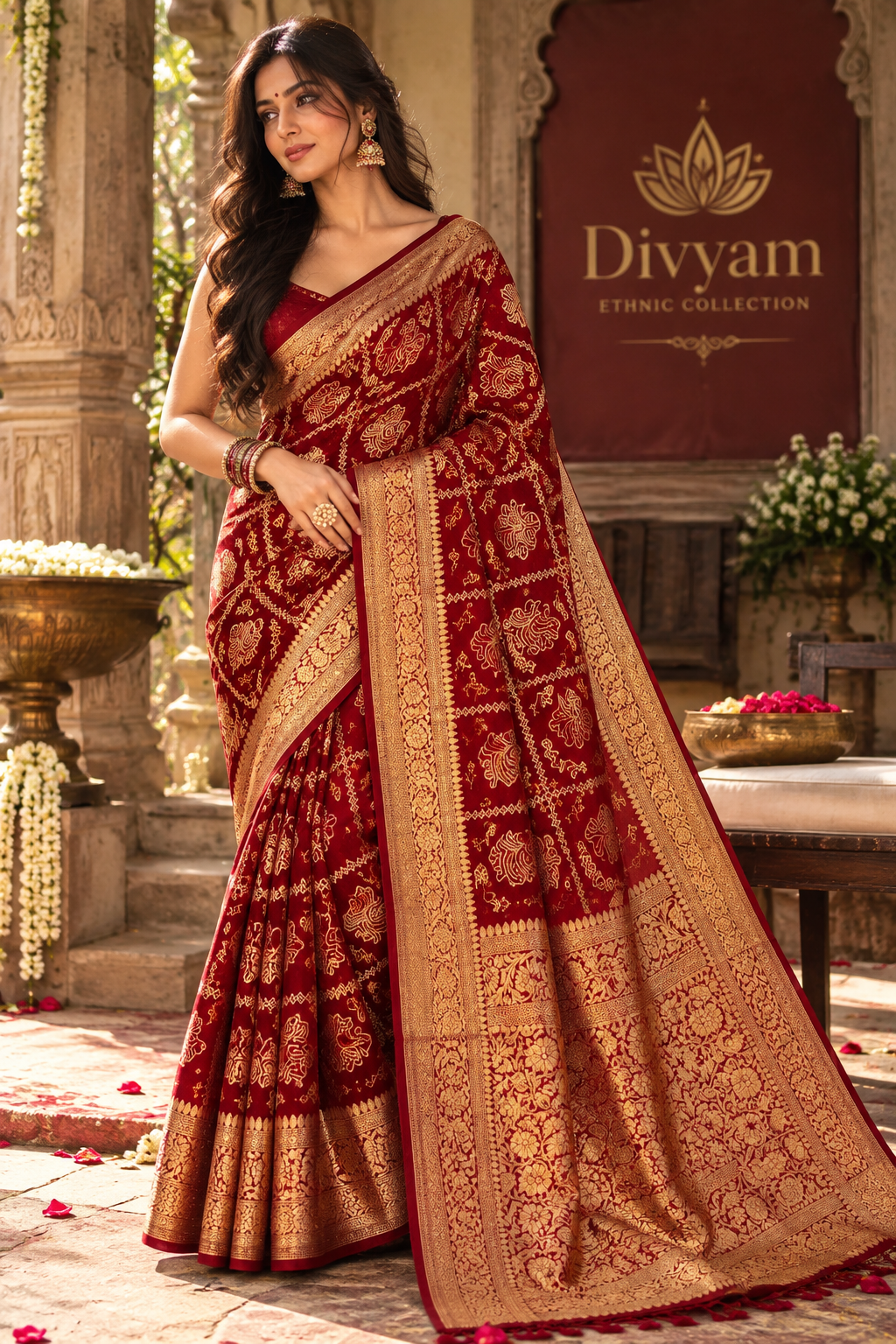 Hand-Dyed Cotton Silk Saree with Heavy Zari Pallu