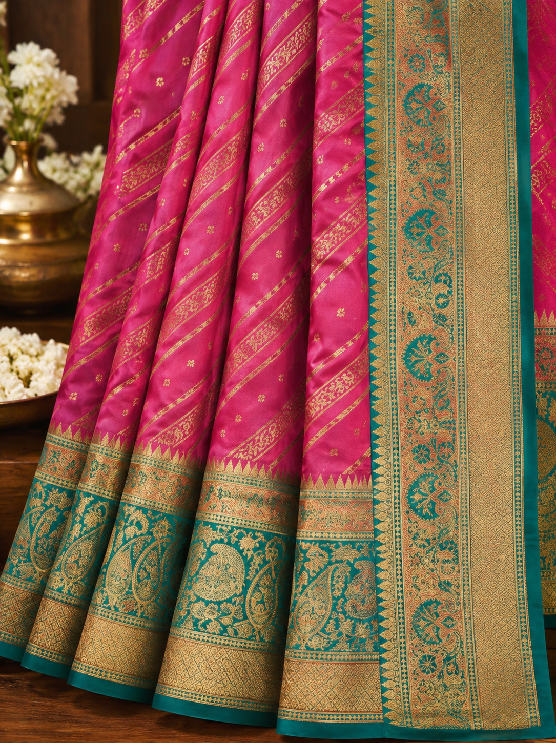 Striped Banarasi Silk Saree