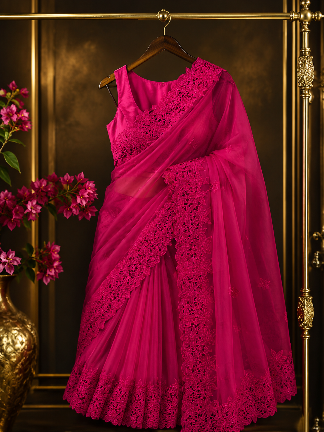 Premium Pure Georgette Saree with Tone-on-Tone Thread Embroidery