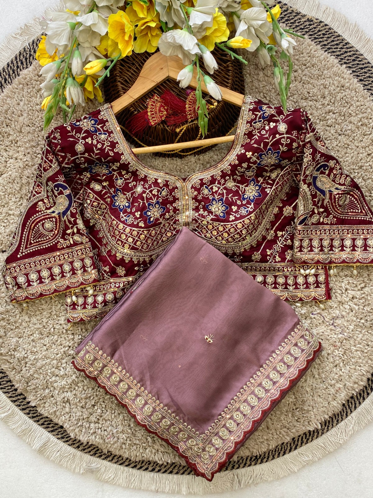 Rangoli Silk Sequin Embroidery Saree