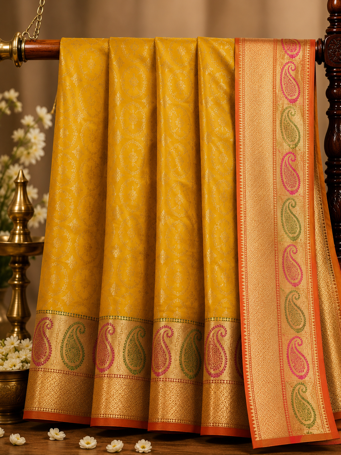 Heavy Zari Woven Paisley Border Saree