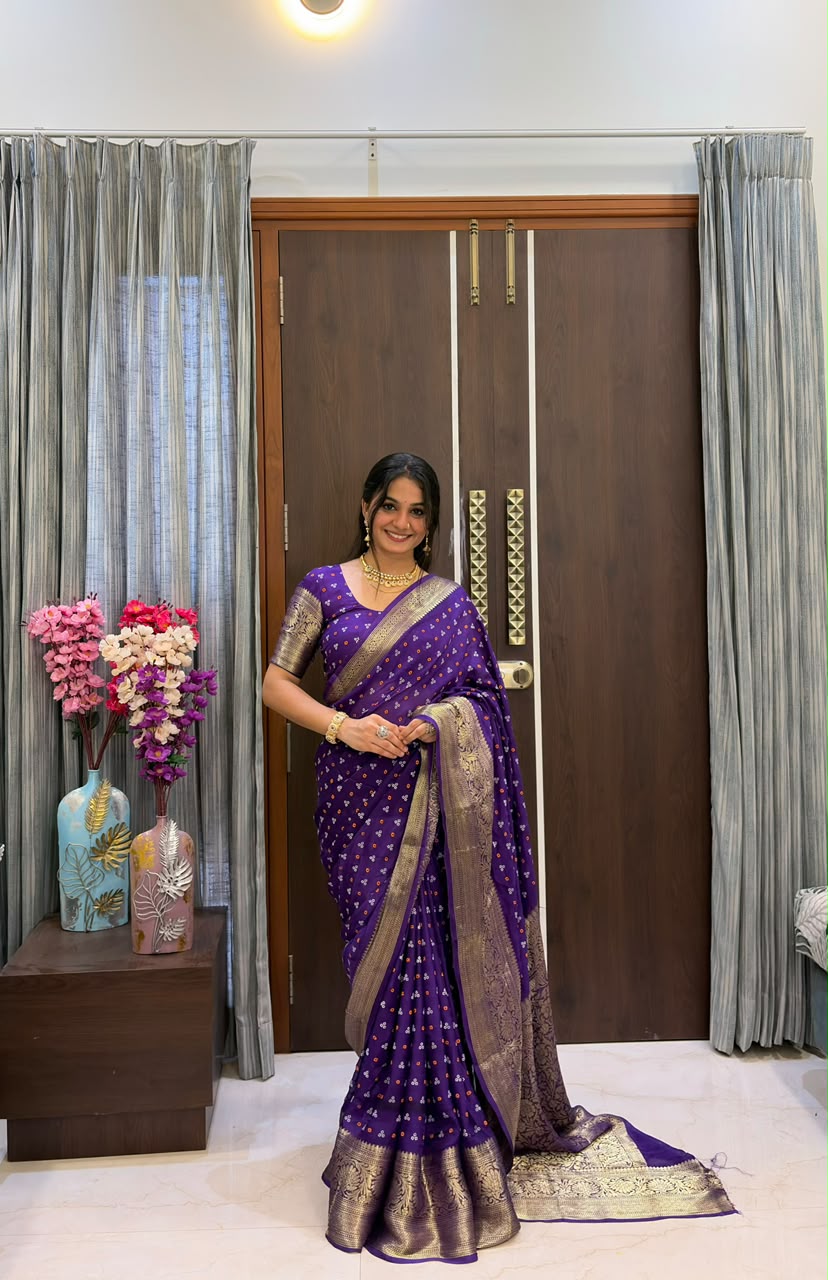 Cotton Silk Kanjivaram Style Bandhani Saree