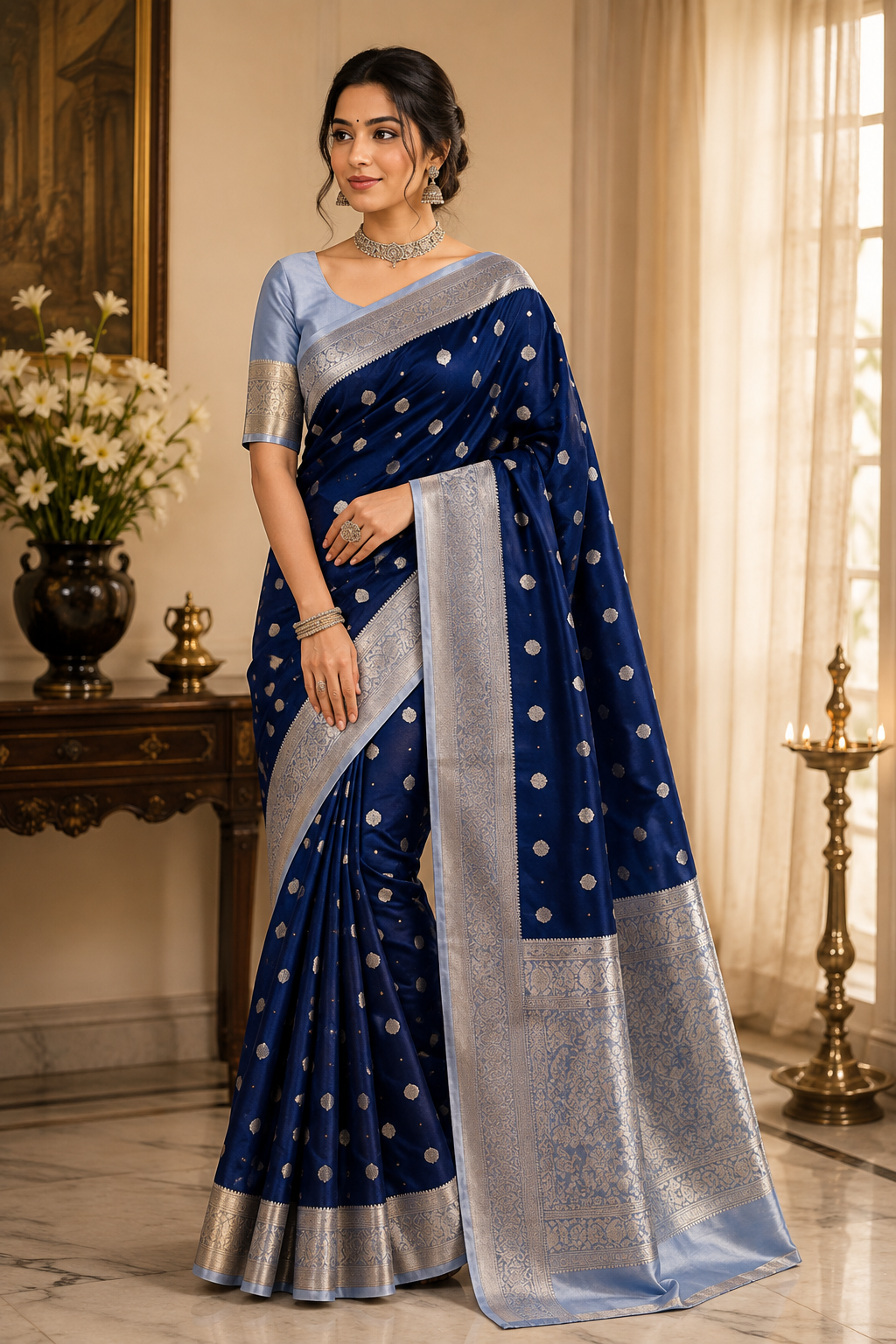 Woven Silk Saree with Elegant Chit Pallu