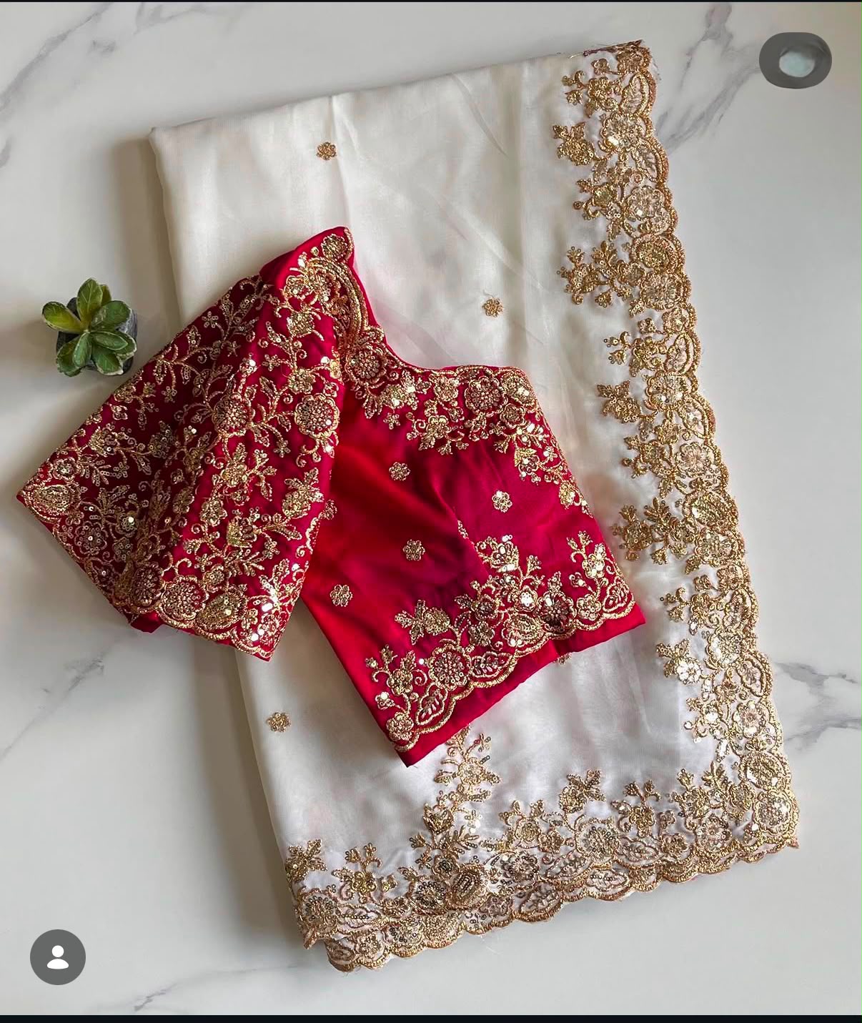 Off-White Rangoli Silk Saree with Heavy Zari Sequin Work