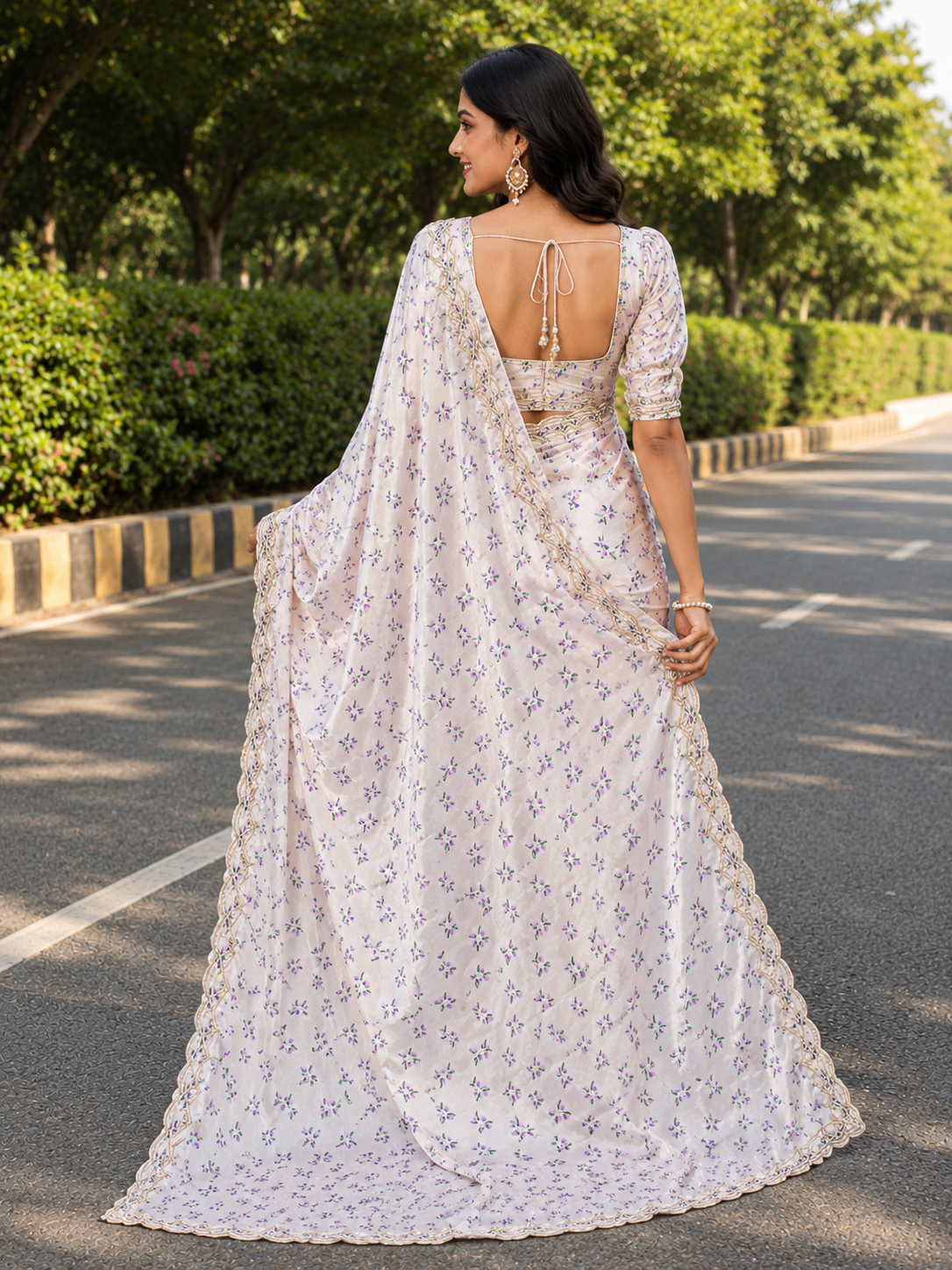 Premium Japan Satin Digital Print Saree