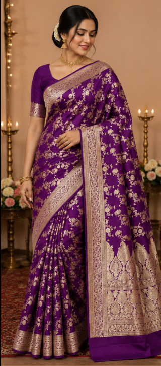 Katan Silk Saree with Rich Zari Border